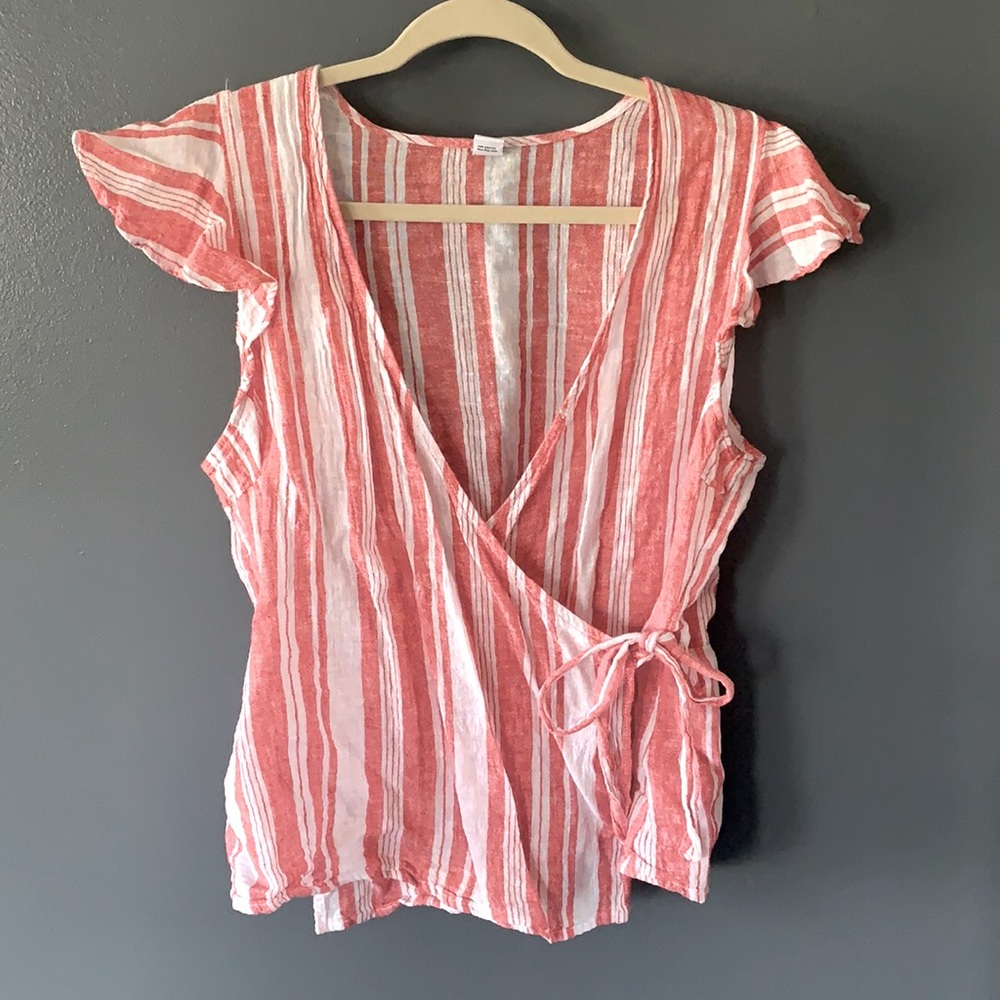 Linen Summer Wrap Blouse